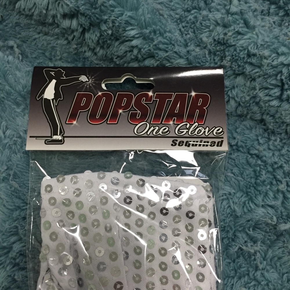Single costume white silver sequin costume glove - Picture 3 of 12